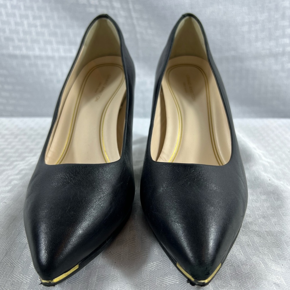 7231: Cole Haan Black Leather Pointed Toe Pumps Heels Size 8.5